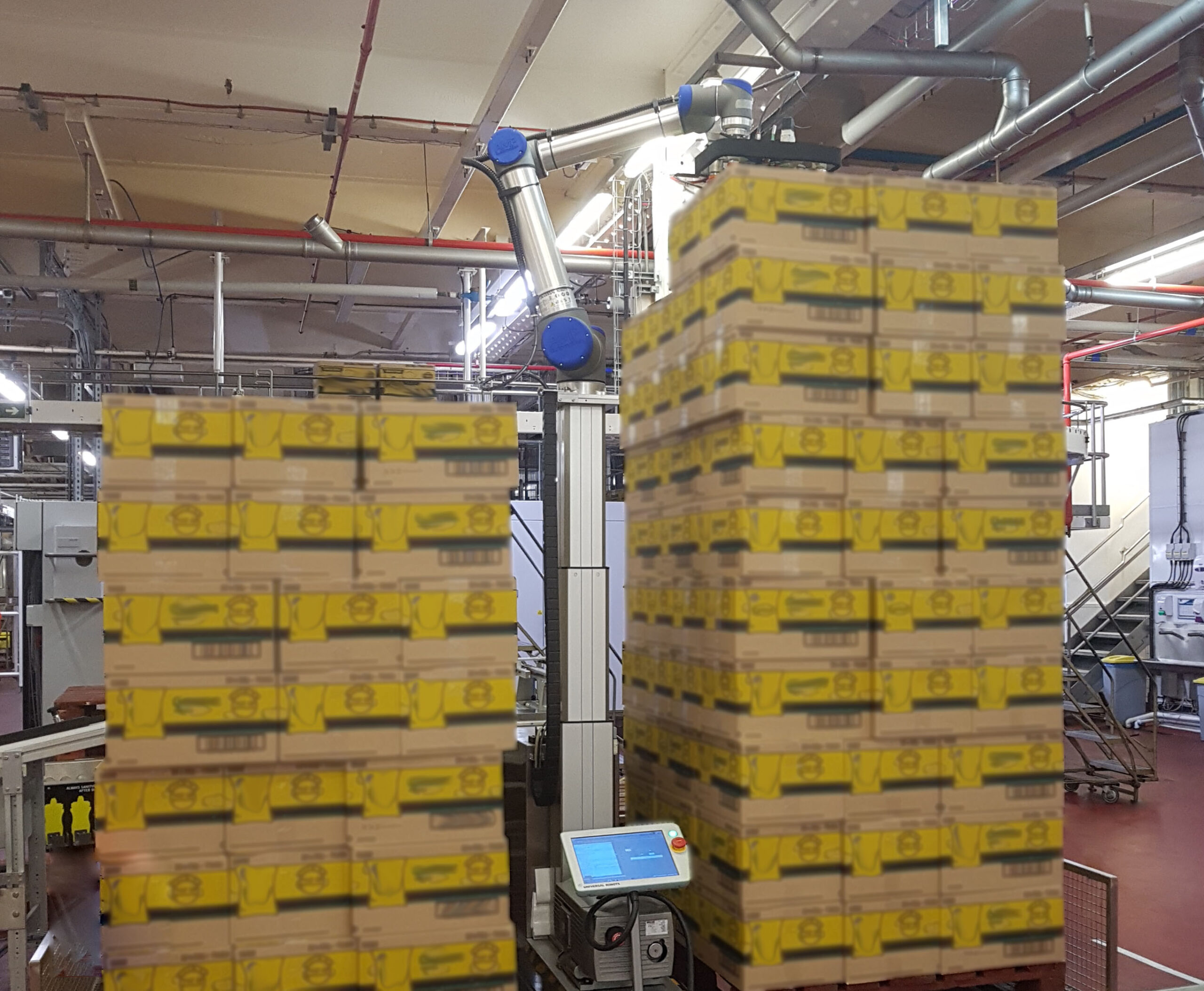 Cobot in factory with lifter